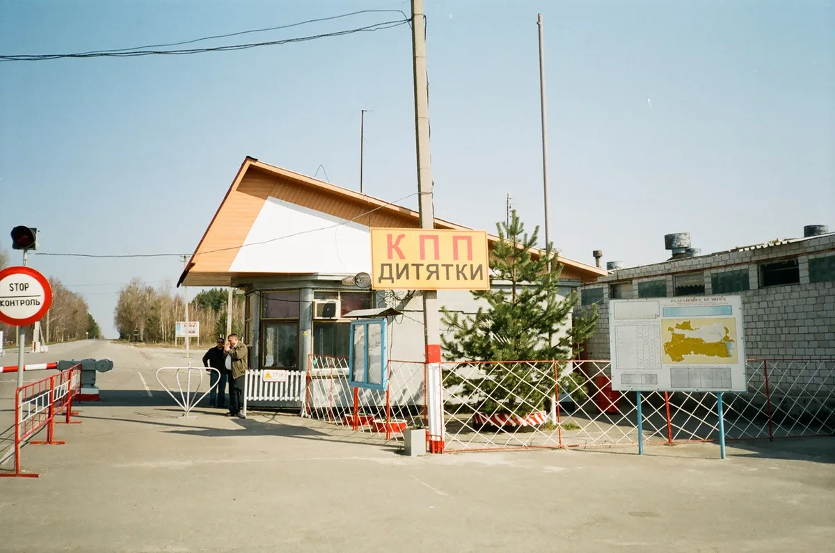 Csernobili 30 km-es zóna, ellenőrzőpont Dityatkinál.
