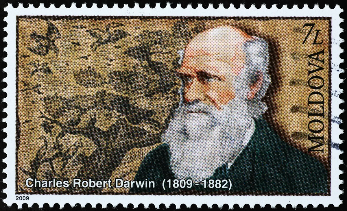 Charles Darwin egy béjegen, akiről a Darwin-díjat elnevezték