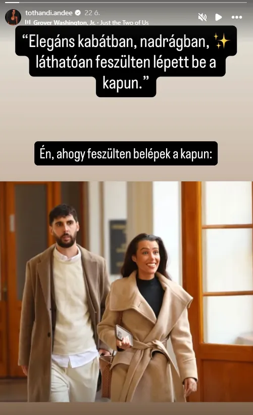 Tóth Andi mosolyogva lépett be a bíróság épületébe