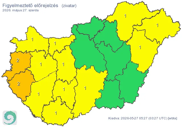 Több helyen is hirtelen viharossá válthat az időjárás szerdán.