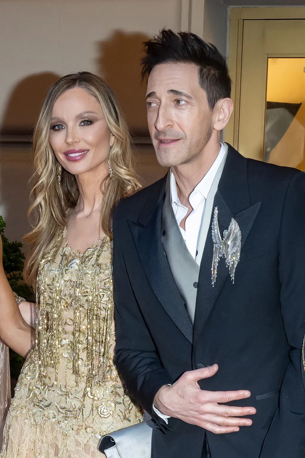 Adrien Brody and Georgina Chapman depart the Pierre Hotel for 2026 Met Gala on May 04, 2026 in New York City.