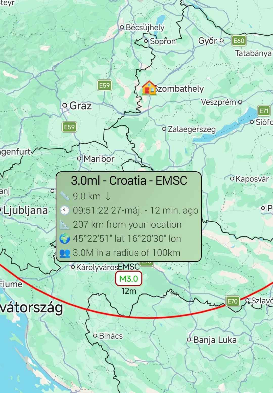 A 3-as magnitúdójú földrengés után egyelőre nem érkezett bejelentés károkról.