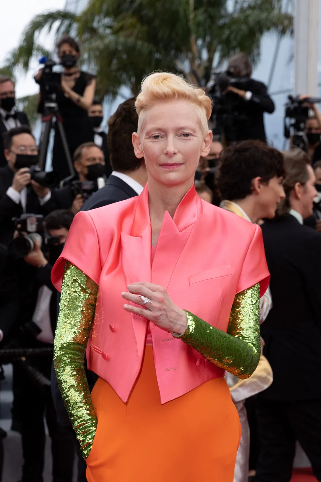 Tilda Swinton - Montée des marches du film «&nbsp;The French Dispatch» lors du 74ème Festival International du Film de Cannes. Le 12 juillet 2021
© Borde-Jacovides-Moreau / Bestimage Red carpet for the movie «&nbsp;The French Dispatch&nbsp;» during the 74th Cannes Inter
