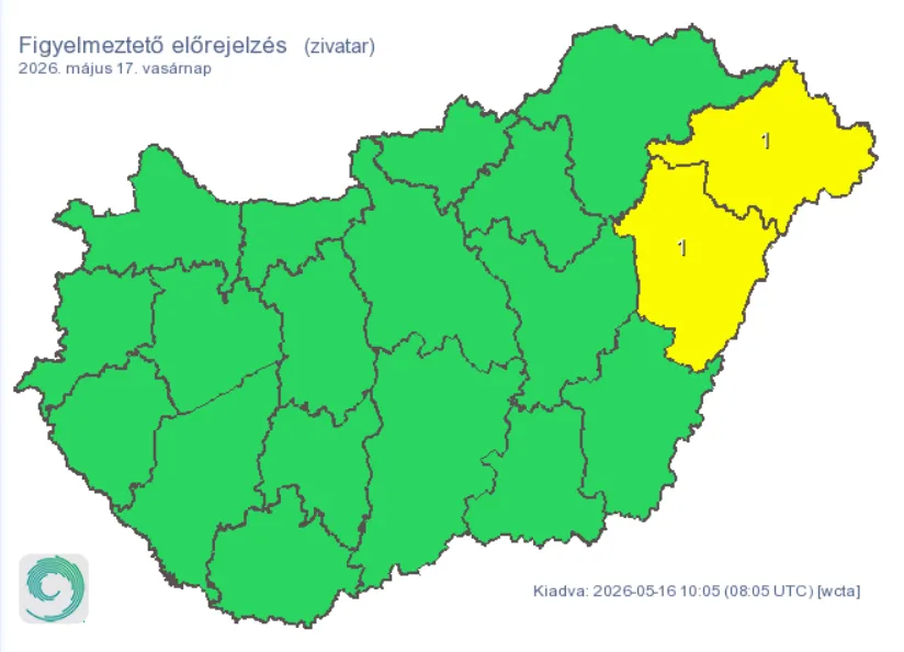 Több vármegyére is kiadták a riasztást a meteorológusok: jégesővel és villámlással csap le az ítéletidő