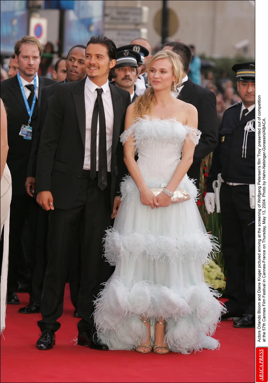 Actors Orlando Bloom and Diane Kruger pictured arriving at the screening of Wolfgang Petersen's film 'Troy' presented out of competitionat the 57th Cannes Film Festival in Cannes-France on Thursday, May 13, 2004. Photo by Hahn-Nebinger-Gorassini/ABACA.