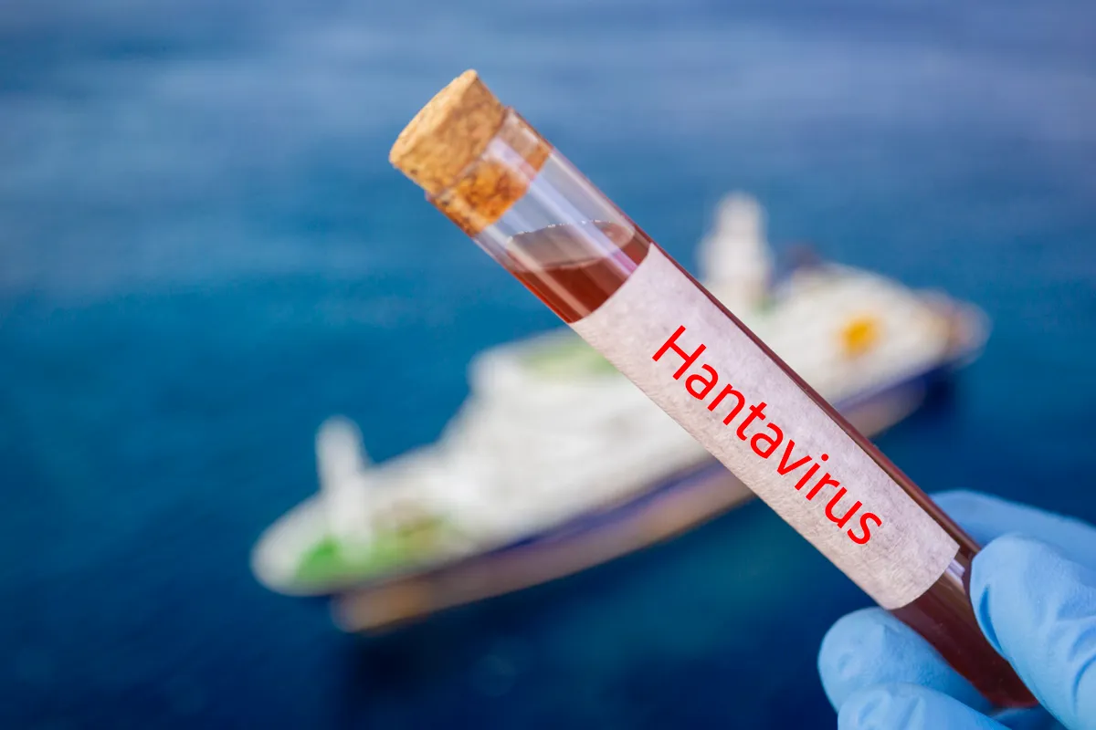 Egy óceánjárón hantavirus járvány kitörését jelző kémcső. 