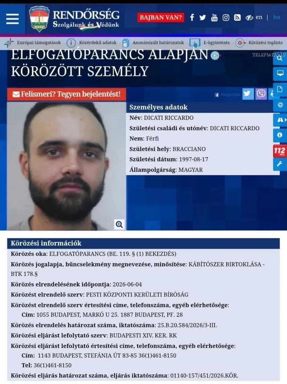 Az egykori reality sztár, VV Rico ellen körözést adtak ki.