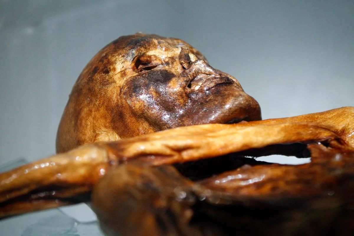 Ötzi a jégember múmiája.