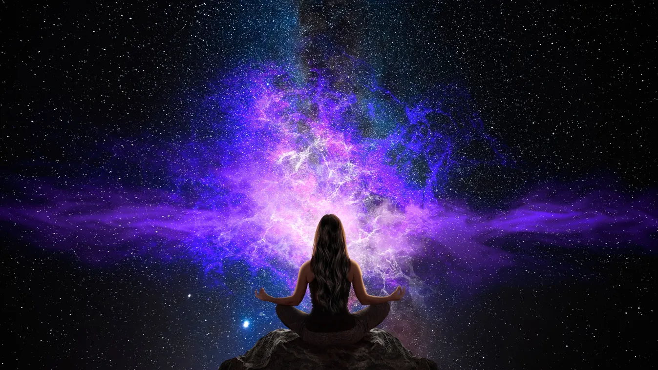 Meditáló női alak a reinkarnációs tesztben.