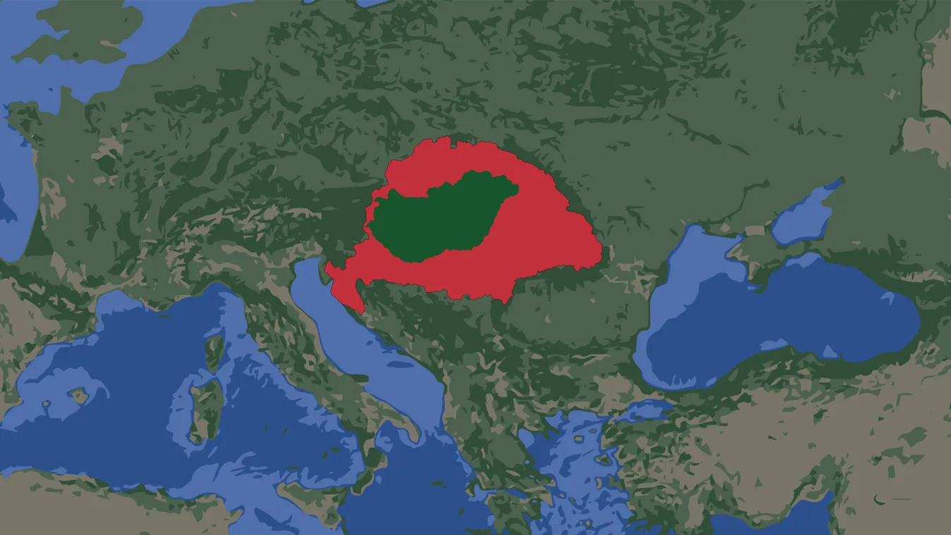 Nagy Magyarország térkép a történelmi kvízben.