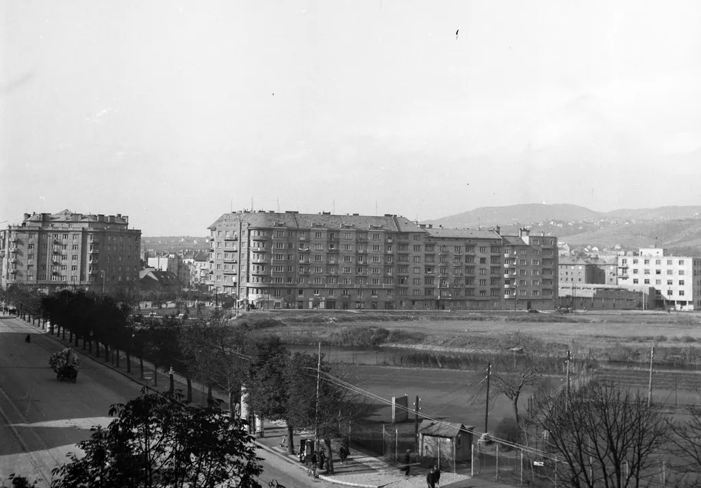 1940. kilátás a Bartók Béla (Horthy Miklós) út 72. számú házból a Feneketlen-tó és az Edömér utca melletti házak felé. Fortepan - Kirilly Zsigmond