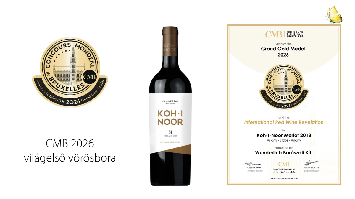 A villányi Jammertal Borbirtok Koh-I-Noor Merlot 2018-as tétele, mint a világ legjobb vörösbora
