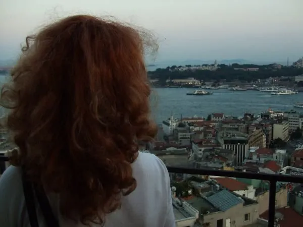 Szabó Zsóka a Galata-toronyban.