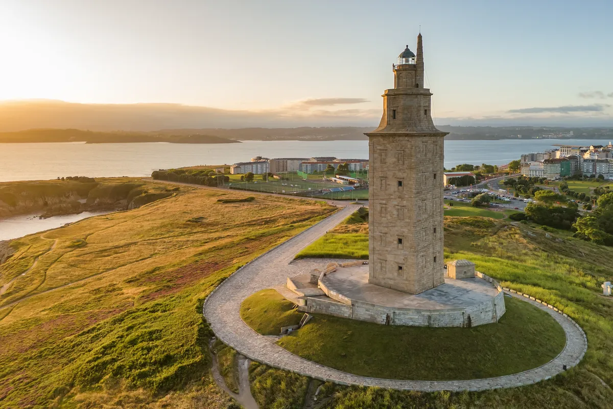 Tower,Of,Hercules,In,A,Coruna,,Galicia,,Spain.,Aerial,View
