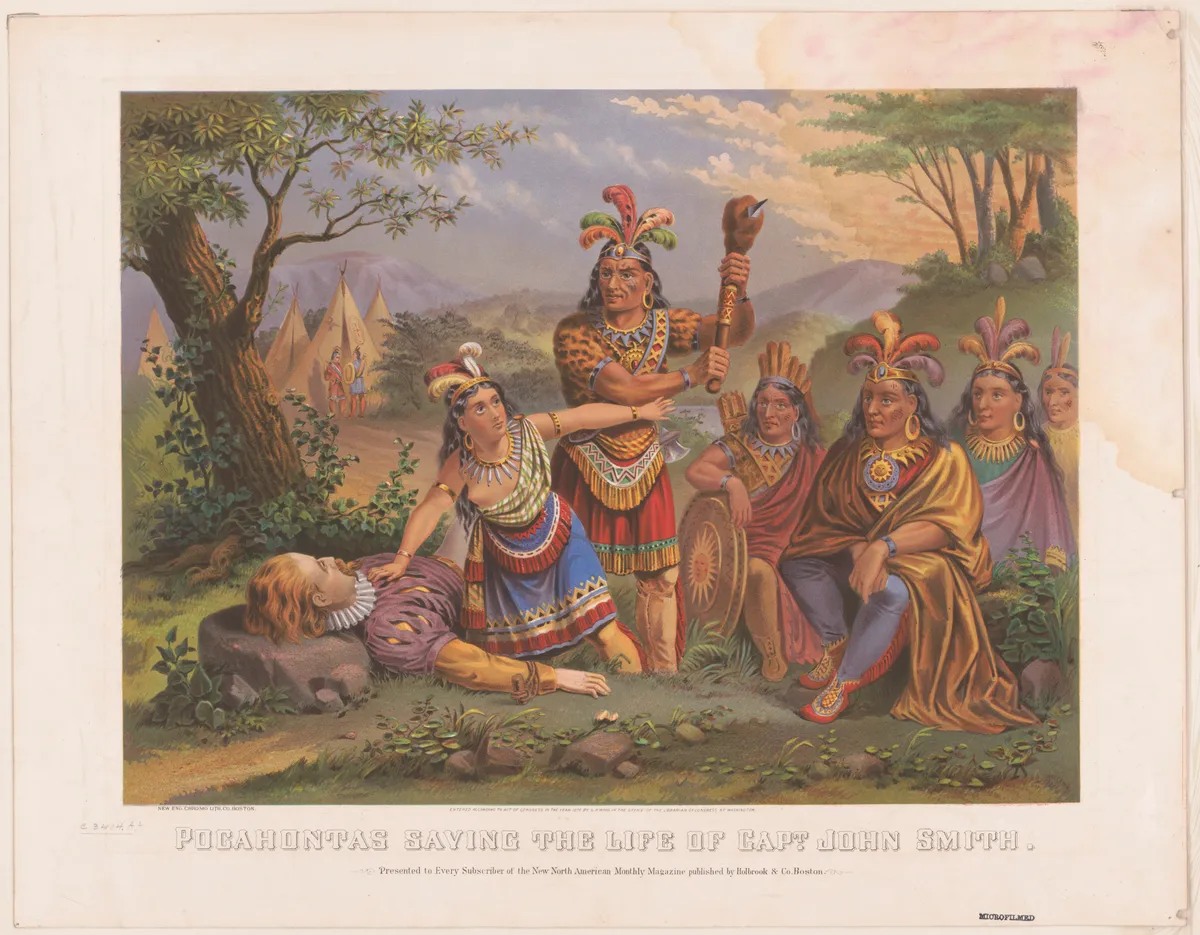 Pocahontas testével védi John Smith kapitányt.