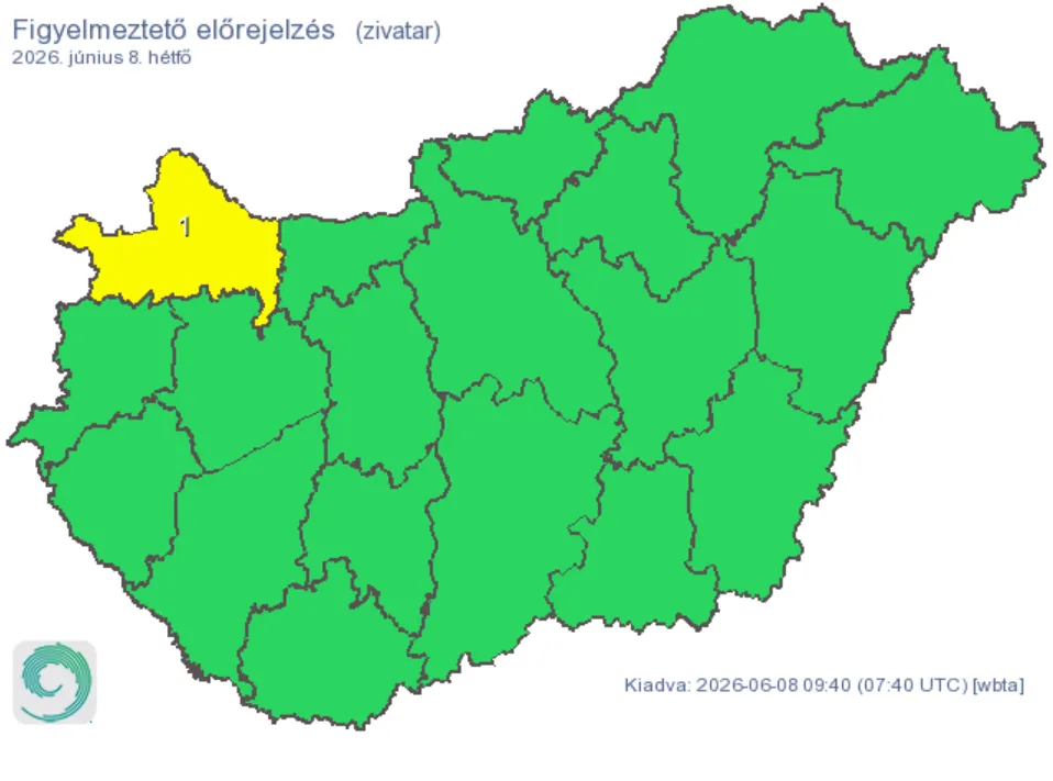 Vihar érkezik Magyarország északnyugati részére. 