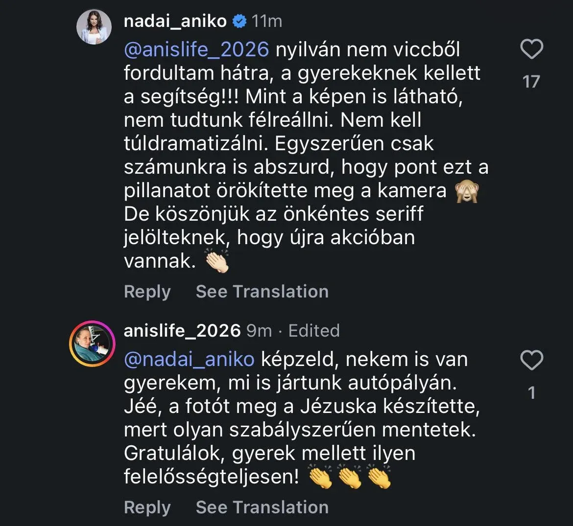 Nádai Anikó beolvasott a követőjének.