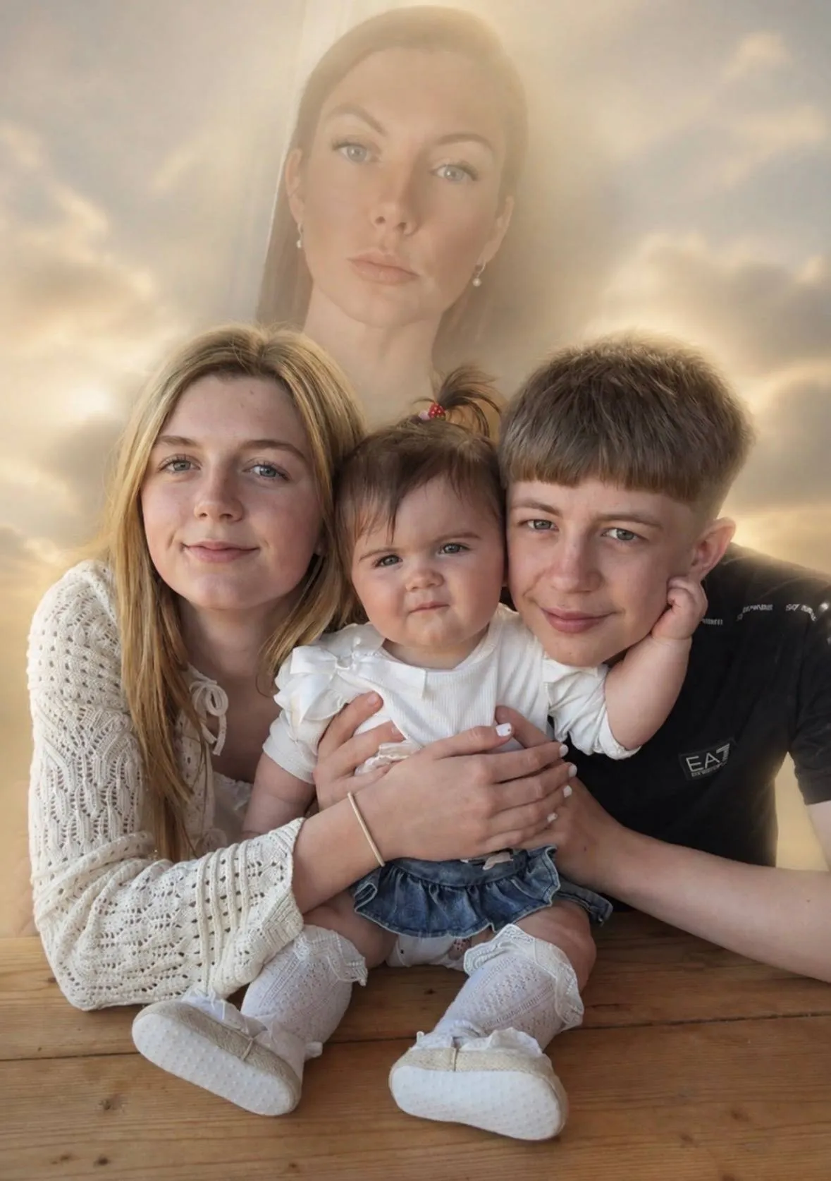 Sophie 33 évesen hunyt el. Az édesanya már csak a mennyekből vigyázhat három gyermekére, Ellie-Mai-ra (balra), a kis Harperre (középen) valamint Connorra (jobbra)