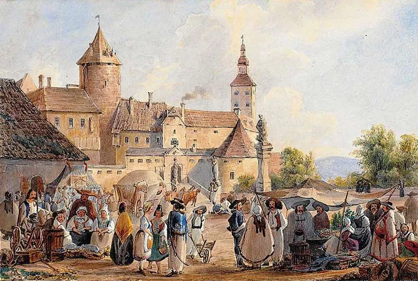 Szalónak vára egy festményen a XIX. századból.