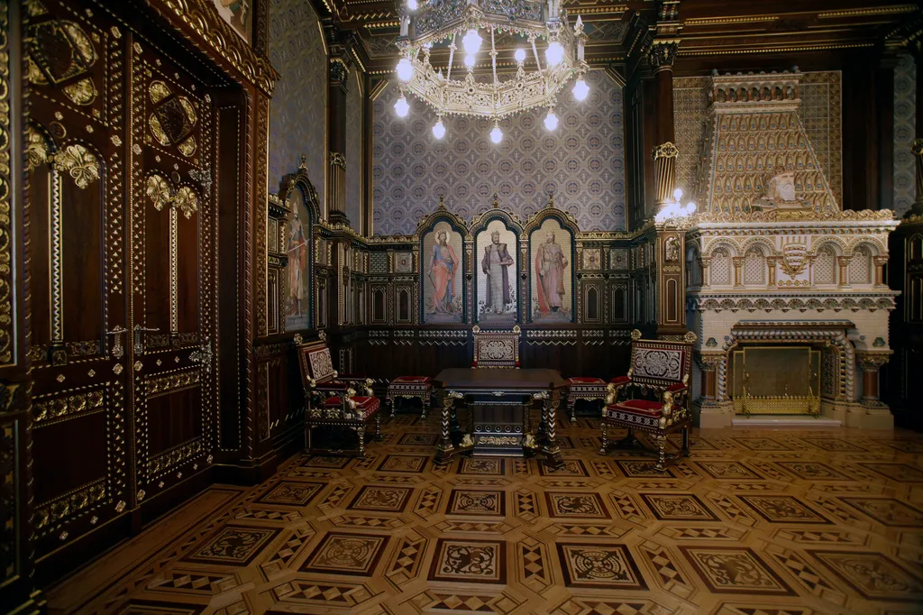 Az újjáépített Szent István-terem a Budai Várban. 