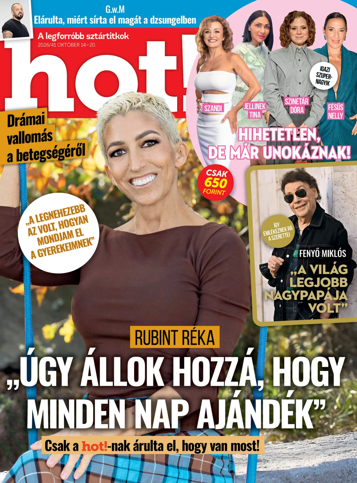 Az e heti hot magazin címlapján Rubint Réka van. 