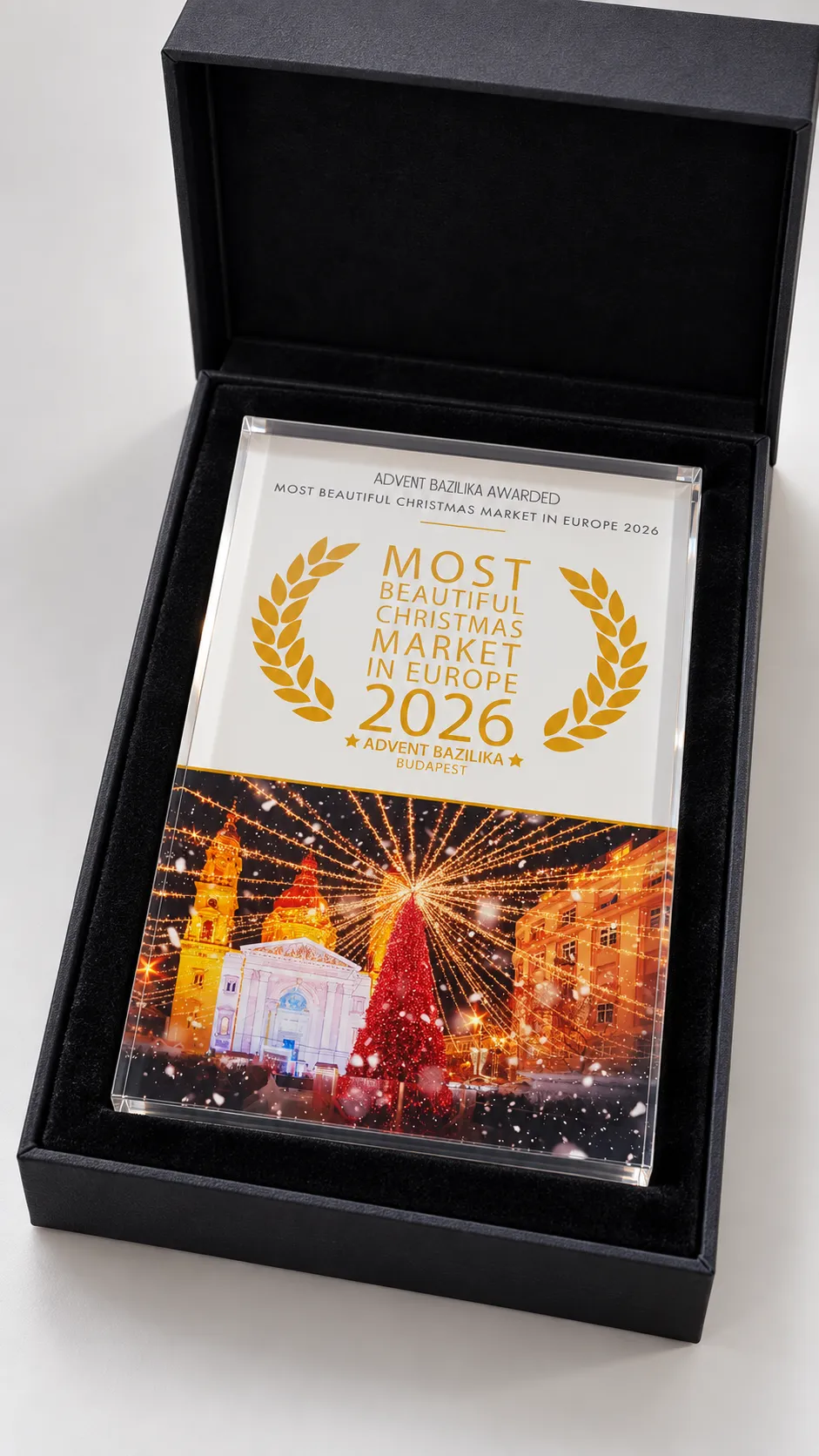 Monacói elismerés a Szent István-bazilika előtti karácsonyi vásár, az Advent Bazilika számára.. 