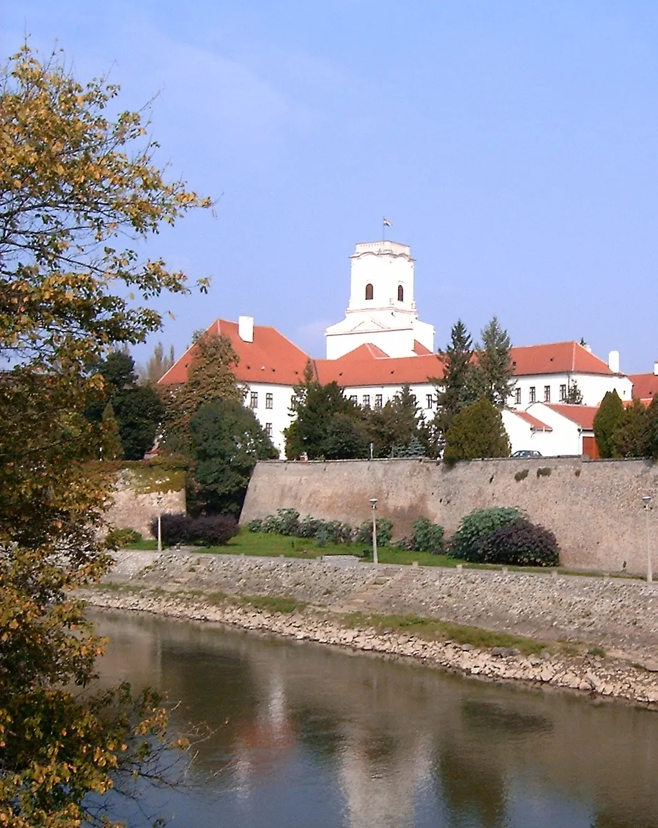 A győri Püspökvár a Radó-szigetről